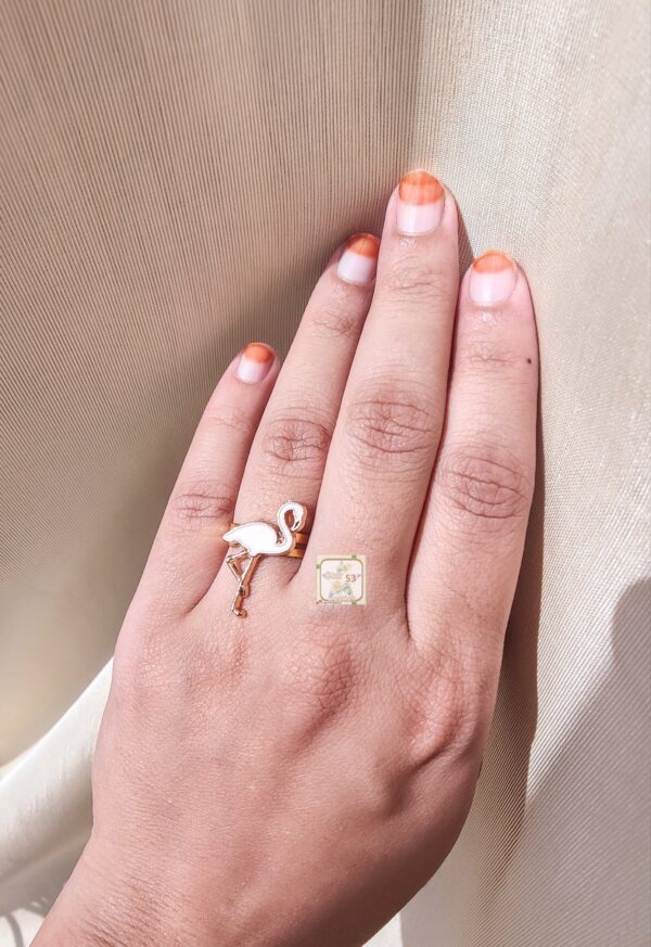 baby pink flamingo ring