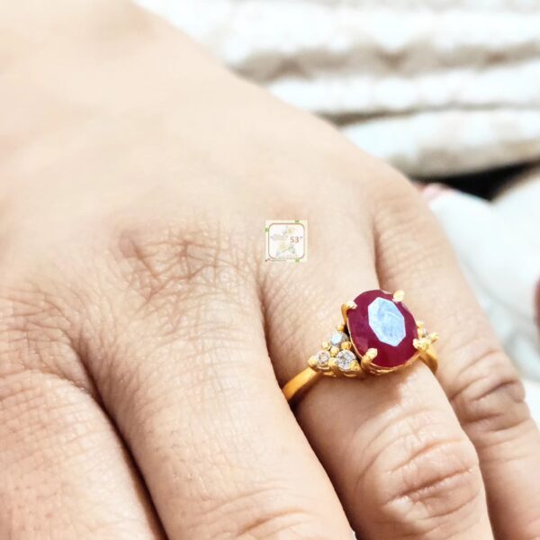 925 silver Ruby ring. Gold plated. - Image 4