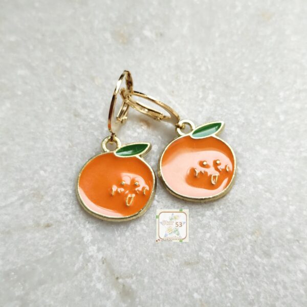 Orange enamel charm earrings