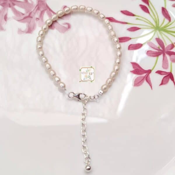 925 silver freshwater pearl bracelet, 6.5 inches plus extra rings for adjustment - Image 6