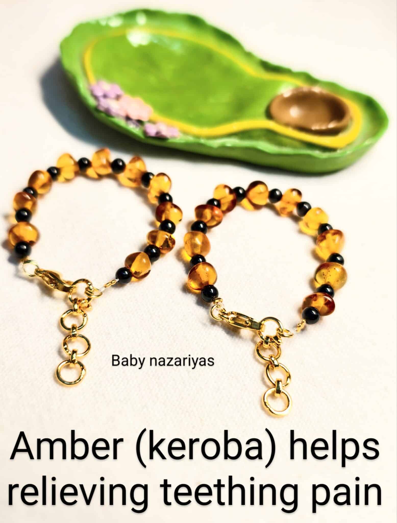 Baby nazariyas (set of 2)
Original European Baltic Amber (keroba) + Black quartz (aqeeq) - Image 3