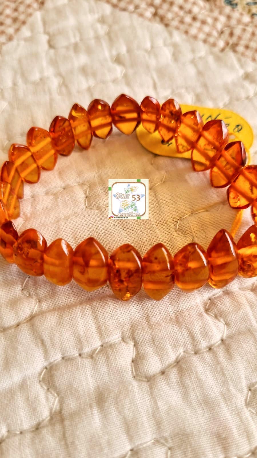 Caramel leva, Original European baltic amber bracelet, stretchable