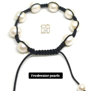 Woven freshwater pearl bracelet, adjustable