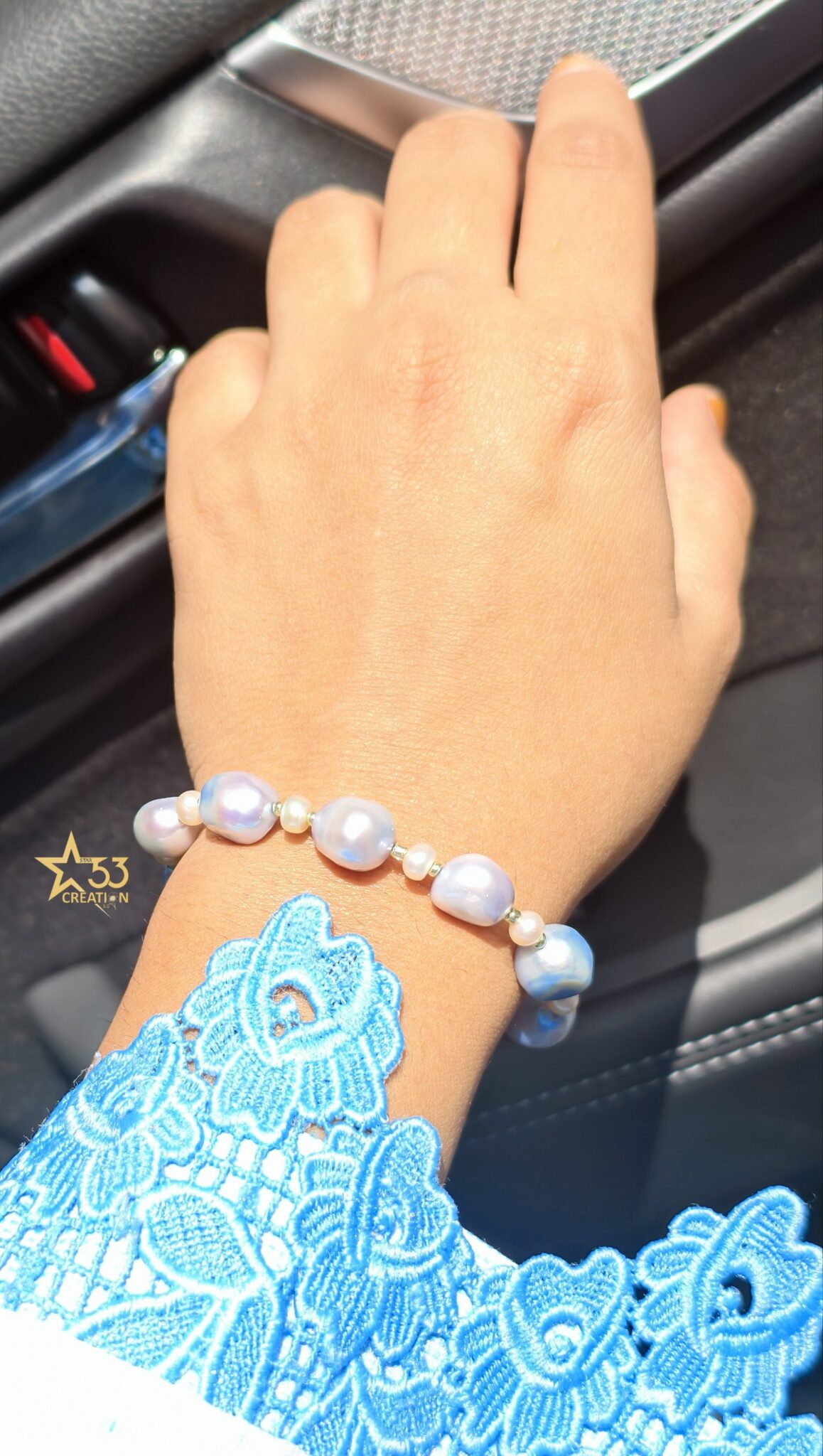 Cerulean freshwater pearl bracelet - Image 2