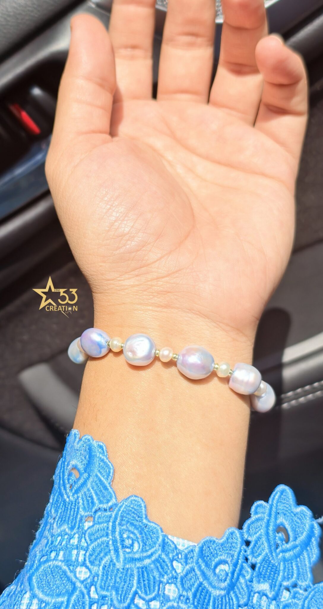 Cerulean freshwater pearl bracelet - Image 3