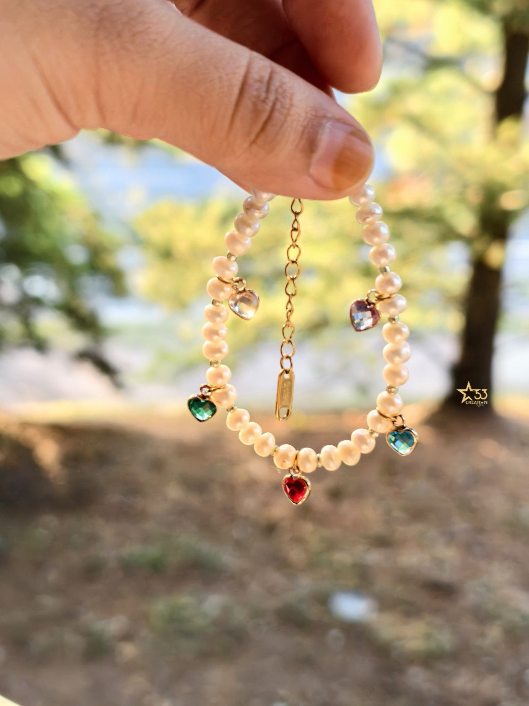 Harlequin freshwater pearl bracelet