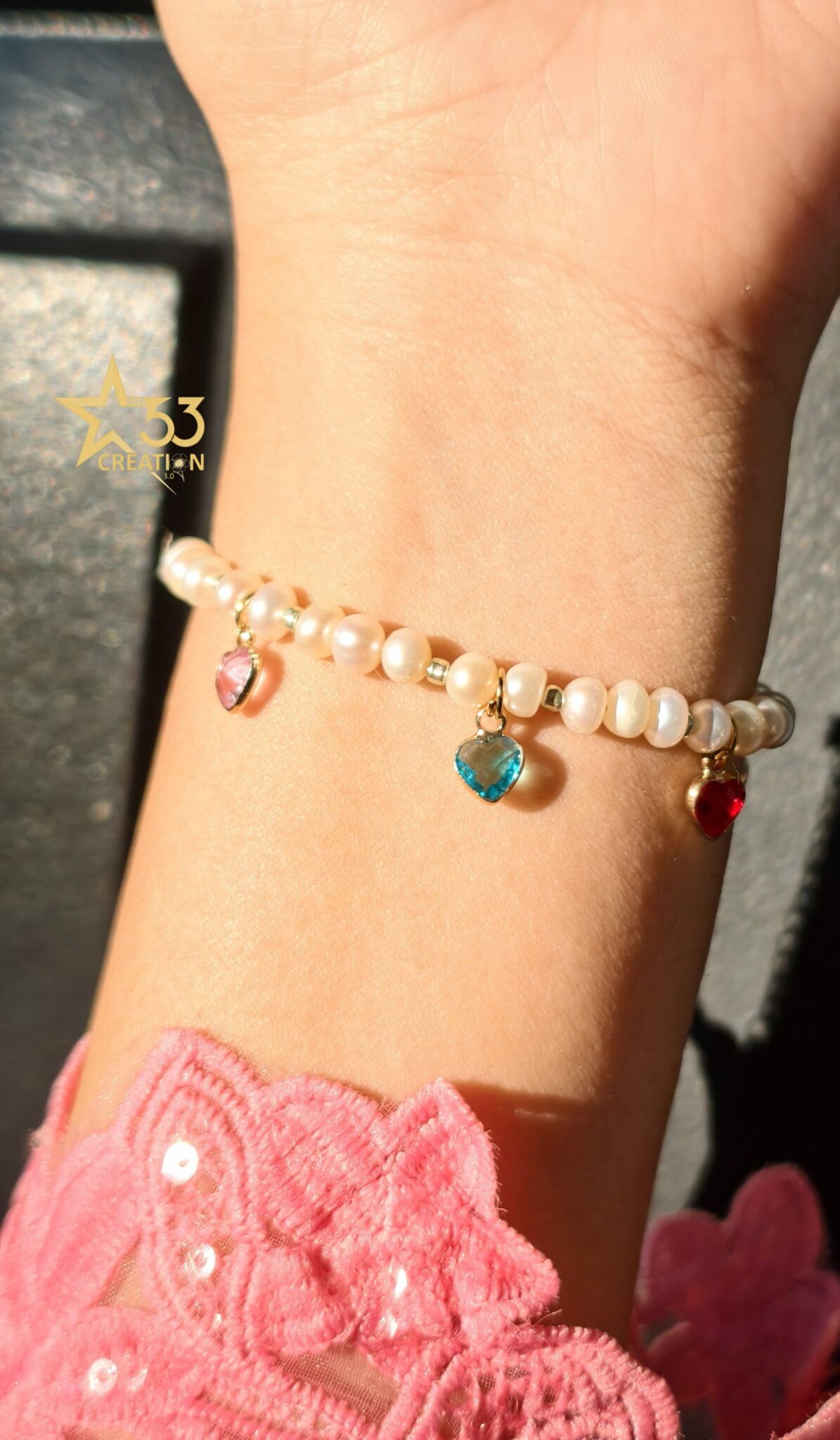 Harlequin freshwater pearl bracelet - Image 4