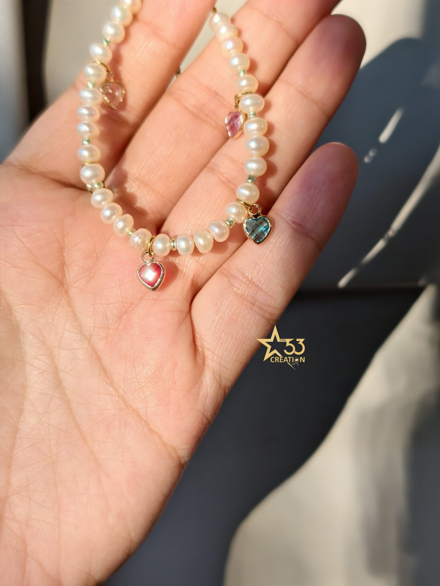 Harlequin freshwater pearl bracelet - Image 3