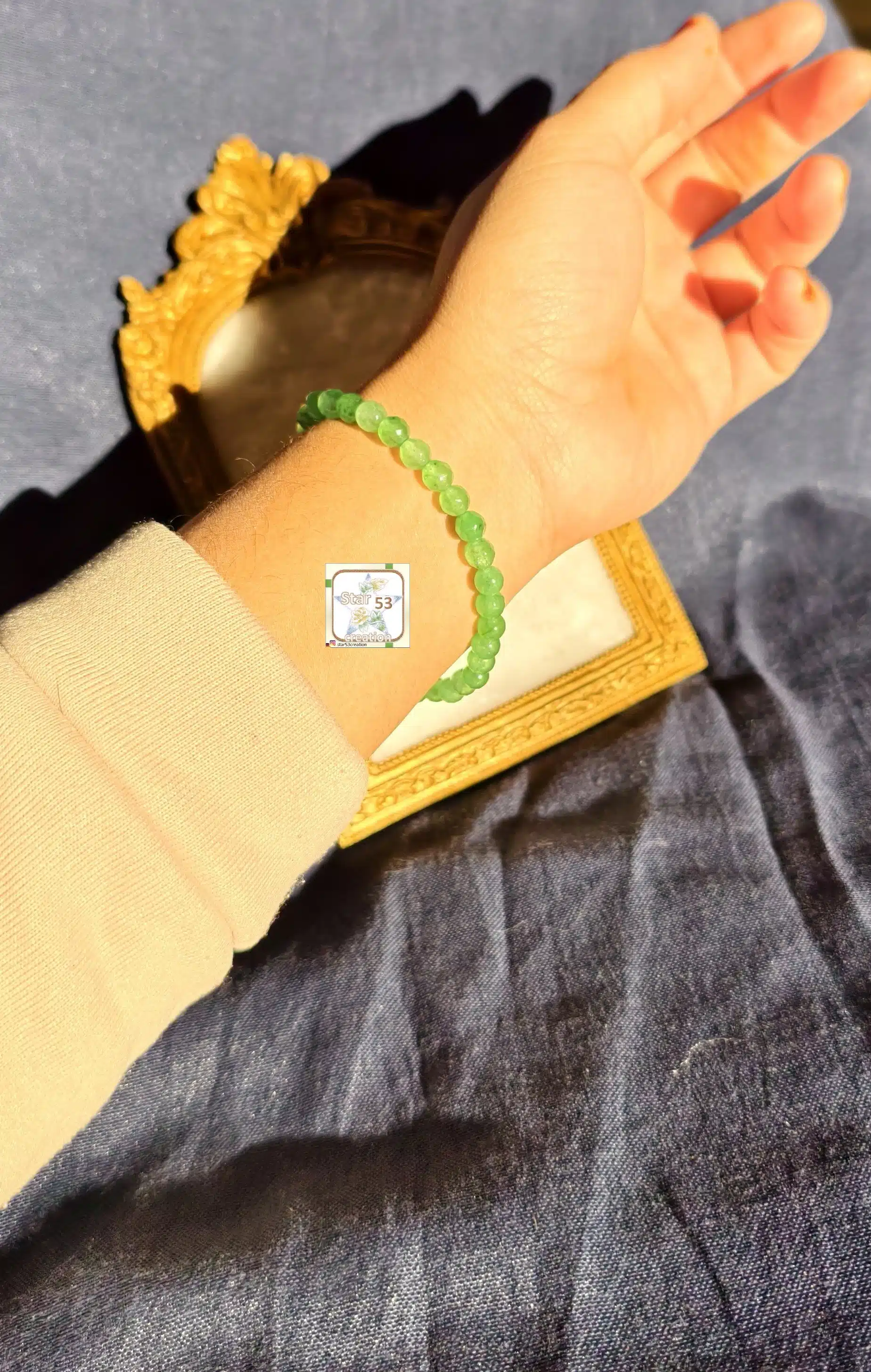 Lime jade bracelet, free size - Image 2